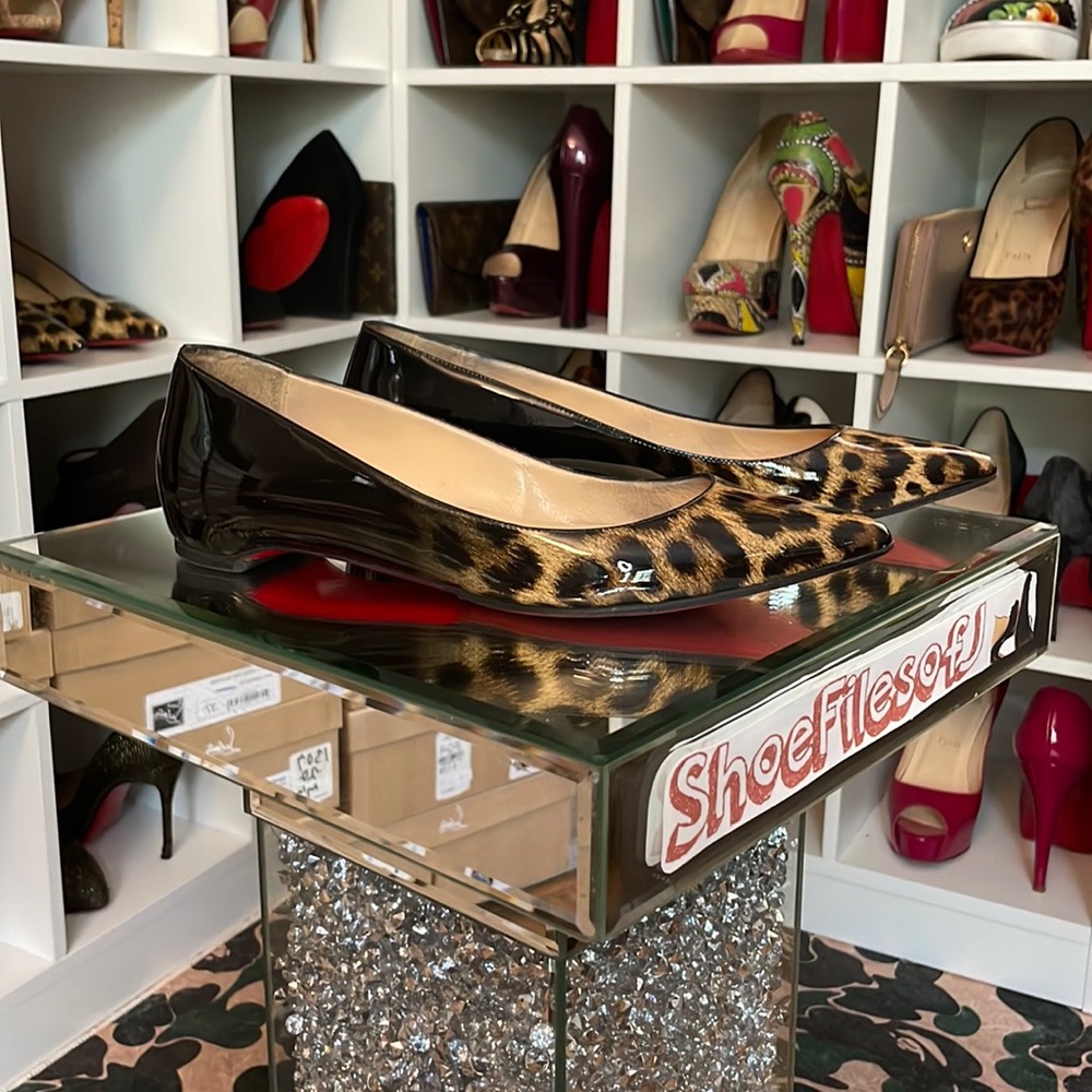 Louboutin Pigalle Follies Flats in Leopard Degrade Patent Leather - 37.5